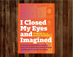 A copy of I Closed My Eyes and Imagined is displayed on a brown background.